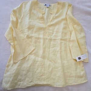 Gorgeous! Yellow 100% Linen Tunic Top